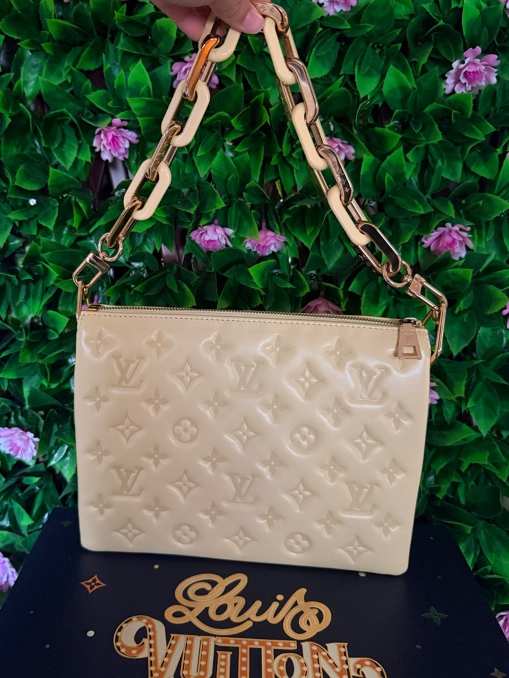 Louis Vuitton Pale Yellow Leather Monogram Coussin PM Crossbody shoulder Bag - Picture 8 of 17